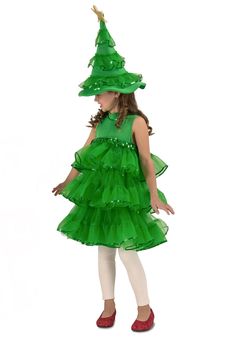 Glitter Christmas Tree Costume for Toddlers/Girls Cher Costume, Christmas Tree Glitter, Toddler Costumes Girl, Glitter Christmas Tree, Tiered Tulle Skirt, Layered Ruffle Dress