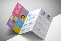 a tri fold brochure designed to look like a multicolored square design