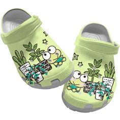 Hello Kitty Happy Kerokerokeroppi Love Nature Green Clogs For Kids And Adults Hello Kitty Happy, Bubble Tea Shop, Tie Dye Hippie, Hawaiian Shirt Women, Badtz Maru, Crocs Crocband, Crocs Clogs, Nature Green, I Love Lucy