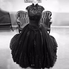 Black Lace Ball Gown, Black Lace Wedding Dress, Cap Sleeve Prom Dress, Long Ball Gown, Sequin Ball Gown, Black Ball Gown, Muslim Wedding Dress, Gothic Wedding Dress, Lace Ball Gowns