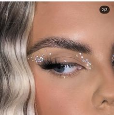 70s Disco Glam Makeup, Hens Party Makeup, Disco Themed Makeup, Mirror Ball Makeup, Disco Theme Makeup, Becky Hill Concert Outfit, Snowy Makeup Look, Rave Glitter Makeup, Disco And Diamonds