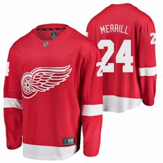 the detroit red wings jersey that is worn by the hockey player, michael merill