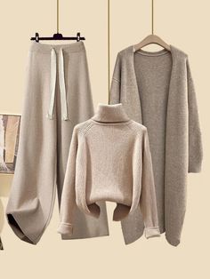 size information sweater S:    bust 88cm,     length 50cm    M:   bust  92cm,      length 50cm   L:   bust  96cm,       length 50cm XL:  bust  100cm,      length 50cm XXL:  bust  104cm,      length 50cm jacket S:    bust 88cm,     length 98cm    M:   bust  92cm,      length 98cm   L:   bust  96cm,       length 99cm XL:  bust  100cm,      length 99cm XXL:  bust  104cm,      length 99cm   pant S:   waist  64cm,     length 96cm   M:   waist  68cm,      length 96cm   L:   waist  72cm,       length 96cm   XL:   waist  76cm,     length 96cm XXL:   waist  80cm,     length 96cm Pajama Shirt Dress, Outfits Ladies, Mode Tips, Layered Long Sleeve, Cardigan Long, Tracksuit Set, Women Outfits, Pant Set, Golf Outfit