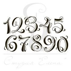 the letters and numbers are hand drawn in black ink on a white background with swirls