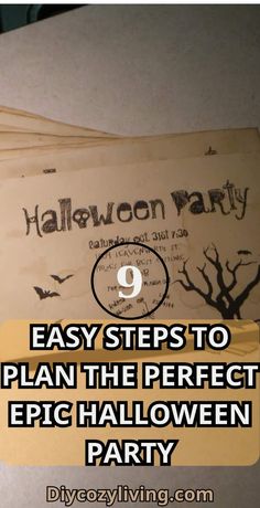 three halloween party flyers with the title easy steps to plan the perfect epic halloween party