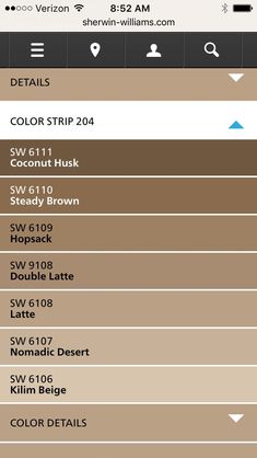 some paint colors are shown on the screen and there is an app for selecting which one to choose