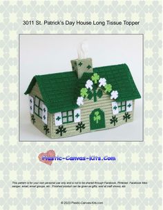 a green and white house with shamrocks on the roof is featured in this brochure