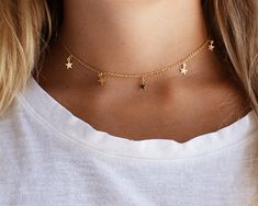 Stars Choker, Gold Necklace, Gold Star Necklace, Gold Star Choker, Gold Necklace Dainty, Gift for He Star Choker, Star Necklace Gold, Choker Gold, Gold Diamond Necklace, Gold Choker Necklace, Gold Choker, Gold Star, Dainty Jewelry