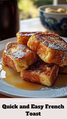 some french toast on a plate with syrup