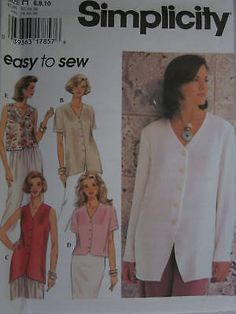 a woman's blouse and pants sewing pattern from the 1990s, with buttons on each side