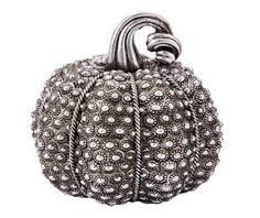 a silver beaded pumpkin on a white background