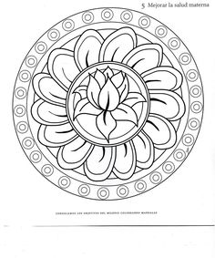 a coloring page with an image of a flower in the center and circles around it