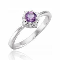 This fabulous Birthstone Brilliance Ring will let you show off your birth-month sparkle! Crafted with genuine and lab-grown birthstones, and sprinkled with natural diamond accents - this sterling silver stunner is the perfect way to add a stylish pop of color to your wardrobe! (And it's a *great* gift idea too!) Amethyst Diamond Birthstone Ring With Round Cut, Classic Amethyst Diamond Ring Birthstone, Dazzling Diamond Birthstone Rings, Amethyst Round Cut Diamond Birthstone Ring, Amethyst Round Cut Diamond Ring Birthstone, Dazzling Diamond Rings With Birthstone, Classic Amethyst Diamond Ring With Birthstone Detail, Diamond Amethyst Ring For Promise, Amethyst Diamond Ring With Round Cut