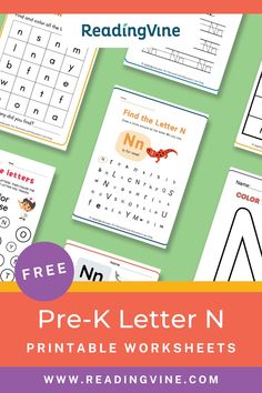 printable worksheets for pre - k letters and numbers to practice reading the letter n