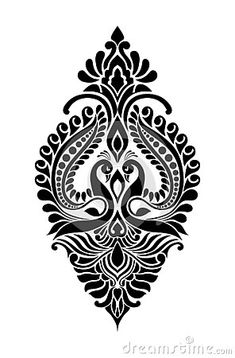 an ornate black and white design on a white background