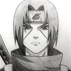 a drawing of an anime character with long hair and eyes, holding two swords in his hand