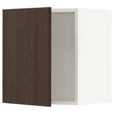 a close up of a white and brown cabinet