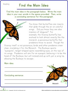 a butterfly poem with the words find the main idea