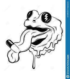 a black and white drawing of a ice cream sundae with lightning bolt on top