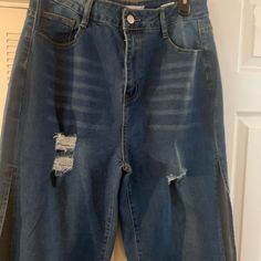 Ladies Blue Jeans With Side Splits, Size Large, Nwot, Excellent Condition. Side Splits, Side Split, Blue Jeans, Color Blue, Siding, Women Jeans, Women Shopping, Blue, Color