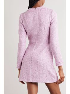 SALONI Camille embellished sequined bouclé-tweed mini dress | NET-A-PORTER Camille Dress, Nye Outfits, Anime Boys, Pink Mini Dresses, Elegant Fashion, Net A Porter, Baby Pink, Women Collection, Porter