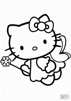 a hello kitty coloring page with snowflakes