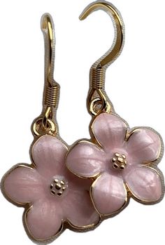 Flower Earrings Aesthetic, Pink Flower Earrings, Flower Earrings Gold, Botanical Earrings, Aesthetic Floral, Earrings Aesthetic, Earrings Summer, Pink Blossom, Summer Jewelry