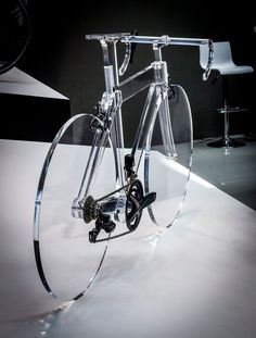 a bike that is on display in a room