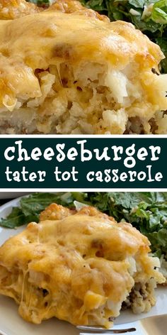 cheeseburger tater tot casserole on a plate