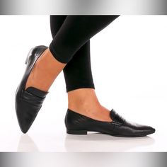 A Single Quilted Strap Gently Arches Over A Beautiful Leather Loafer Sculpted With A Pointed Toe And Flexible Sole For Fluid Movement. 3/4" Heel Approx Leather Upper And Lining/Latex-Rubber Sole Made In Austria Slip-on Pointed Toe Flats For Galas, Elegant Slip-on Flats With Almond Toe, Elegant Pointed Toe Slip-on Flats For Work, Leather Sole Pointed Toe Moccasins For Galas, Pointed Toe Leather Sole Moccasins For Galas, Pointed Toe Moccasins With Leather Sole For Galas, Pointed Toe Loafers With Brogue Detailing For Galas, Black Slip-on Moccasins With Pointed Toe, Black Pointed Toe Slip-on Moccasins