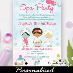 an image of a spa party birthday card