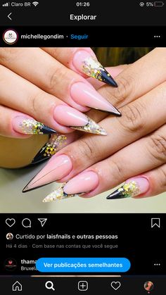 Long Stiletto Nails, Pretty Nail Art Designs, Black Nail Designs, Pretty Nail Art, Manicure E Pedicure, Stiletto Nails, Black Nails, Fun Nails