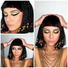 Egyptian Face Paint, Carnival Makeup Ideas Easy, Cleopatra Diy Costume, Ancient Egypt Makeup, Egyptian Fancy Dress, Egyptian Eye Makeup, Egypt Makeup, Make Up Yeux