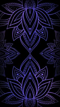 a blue and purple flower pattern on a black background