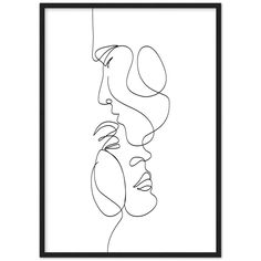 a black and white line drawing of two faces