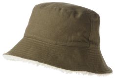 Get a versatile look with the Dorfman Pacific Reversible Sherpa Bucket Hat for Ladies. The durable canvas side is made from 100% cotton and has multi-row brim stitching to help maintain the classic bucket hat shape. On the reverse side is a soft, 100% polyester sherpa. This hat offers the perfect amount of warmth and style on a cool day. Imported.   100% cotton canvas  100% polyester sherpa  Reversible style  Multi-row brim stitching Khaki Wide Brim Cotton Hat, Khaki Cotton Wide Brim Hat, Khaki Cotton Bucket Hat With Curved Brim, Khaki Brimmed Cotton Bucket Hat, Khaki Cotton Sun Hat With Curved Brim, Khaki Brimmed Cotton Sun Hat, Khaki Cotton Bucket Hat With Short Brim, Khaki Cotton Brimmed Sun Hat, Khaki Cotton Wide Brim Bucket Hat