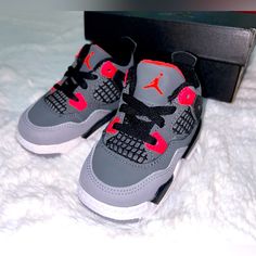 Brand New And Never Before Used Size 4 For Toddlers/Children Dark Grey/ Infrared 23-Black Boy Stuff, Jordan 4 Retro, Kids Jordans, Newest Jordans, Shoes Brand, Baby Boy Newborn, Jordan Shoes, Shoe Brands, Newborn Baby