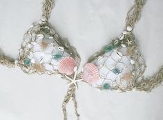 Mermaid Net Bra All Sizes Adjustable - Etsy Beach Season Underwire Bra, Underwire Bra For Beach Season, Summer Beach Bra With Removable Pads, Beach Bra With Removable Pads, Summer Beach Bra, White Beach Bra With Adjustable Straps, Beach Bra With Removable Pads For Beach Season, Summer Beach Bra With Built-in Support, White Bra With Adjustable Straps For The Beach