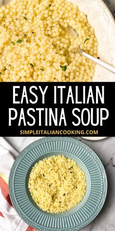 an easy italian pasta soup recipe in a bowl and on a plate with a spoon