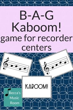 an advertisement for the kaboom game for recorders, with music room in the background