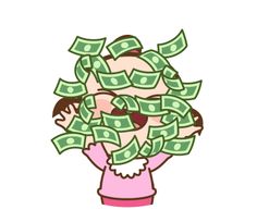 a person with money on their head