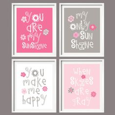 four different types of wall art with the words you are my sunshine shine