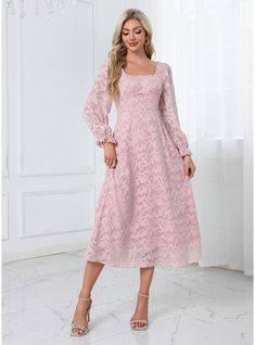 JJ's House No Chiffon Midi Square Fall Spring Winter A-line Yes Blush S Height:5.7ft(174cm) Bust:33.5in(85cm) Waist:26in(66cm) Hips:36in(91cm) Dress. #JJ's House #No #Chiffon #Midi #Square #Fall #Spring #Winter #Aline #Yes #Blush #S #Dress Autumn Dinner, Dress Party Wear, House No, Chiffon Midi Dress, Fall Dinner, Chiffon Material, Dinner Dress, Outfits Fall, Season Autumn