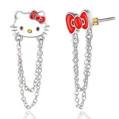 Treat yourself or a person in your life who loves Hello Kitty with these stylish Hello Kitty earrings. These Sterling silver earrings feature one red enamel bow earring and one Hello Kitty face earring in multicolored enamel. These Hello Kitty mismatch earrings are a great Hello Kitty Christmas gift or Hello Kitty birthday gift for someone who loves wearing fun jewelry. .925 Sterling Silver Officially Licensed Hello Kitty Jewelry Includes Complimentary Hello Kitty Gift Box and pouch Hello Kitty Stud Earrings, Bow Earring, Mismatch Earrings, Hello Kitty Face, Hello Kitty Earrings, Hello Kitty Gifts, Hello Kitty Jewelry, Kitty Christmas, Hello Kitty Accessories