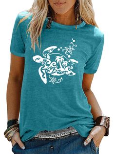 PRICES MAY VARY. [Material]: Sea turtle graphic tees for women made of cotton blend, extremely soft, provide you with a comfortable wearing experience all day long. [Features]: Vintage graphic t shirts for women, summer casual shirt women's funny short sleeve t-shirt, beach shirts for women, women's hawaiian shirts, novelty t-shirt, ocean animal short sleeve shirt. [Match]: Women graphic tees will match well with variety of jeans, shorts, skirts, and jeggings and will be a great gift for your Friends, Mom, Daughter, Wife, Girlfriend, Nana, Aunt, Sister and Etc. [Occasion]: Women graphic tshirts is perfect for beach, summer, hawaiian vacation, take photo, ocean, travel, vacay, beach party, sunbathing, casual daily wear. [Notice]: Please double check product measurement before ordering to en Graphic Tees For Women, Vintage Sea, Casual Shirt Women, Hawaiian Beach, Casual Summer Shorts, Casual Summer Shirts, Tees For Women, Beach Shirts, Graphic Tees Women