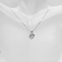 "925 Sterling Silver Heart Pendant & necklace Dainty CZ Heart simple, neat Heart pendent necklace made of : 925 Genuine Sterling Silver (Not silver plated, Nor silver coated) Size : Heart 12mm x 11.2 mm (0.47 inch x 0.44 inch) Necklace : 0.9 mm, 015G, Box Chain 925 Sterling silver, made in Italy Length : available, 14\" (children or choker size), 16\", 18\", 20\"" Silver Heart-shaped Charm Necklace In Fine Jewelry Style, Silver Heart Charm Necklace In Fine Jewelry Style, White Gold Heart Cut Necklace Gift For Her, White Gold Heart Cut Necklace As Gift For Her, White Gold Heart Cut Necklace For Her, Anniversary Sterling Silver Heart Cut Charm Necklaces, Silver Heart Cut Fine Jewelry Necklace, Anniversary Heart Cut Sterling Silver Charm Necklace, Fine Jewelry Silver Heart Pendant Necklace