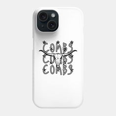 a white phone case with the words combs cobs on it