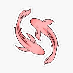 two pink koi fish sticker on a white background with the words,'i love