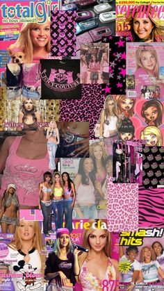 the collage is made up of many different pictures and words, including women's clothing