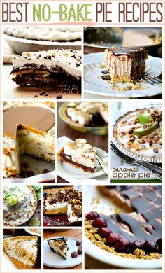 the best no - bake pies cookbook is shown in many different pictures